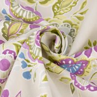 Dekostoff Baumwolle Mirabelle Blumen abstrakt beige grün lila 1.38m