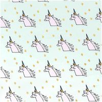 Rico Design Baumwollstoff Einhorn Sterne mint rosa gold bunt 1.4m