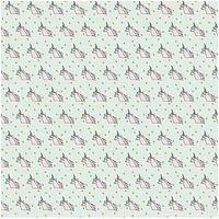 Rico Design Baumwollstoff Einhorn Sterne mint rosa gold bunt 1.4m