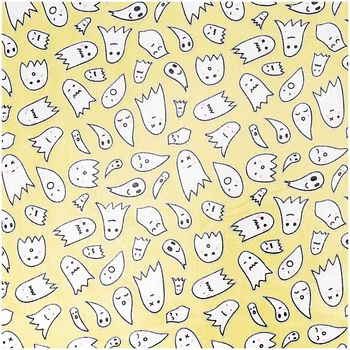 Rico Design beschichtete Baumwolle Geister gelb weiß silber 25x70cm