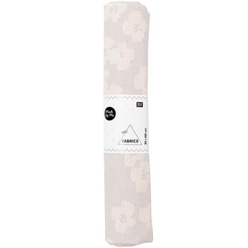 Rico Design Baumwollstoff OKINA HANA Blumen grau hellgrau 50x140cm