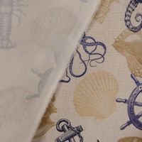 Outdoorstoff Dralon Krabbe Anker Muscheln natur beige blau 1.40m