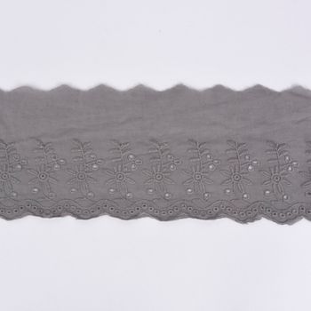 Borte Baumwolle mit Lochstickerei grau Breite: 9cm