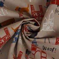Kinder-Dekostoff Leinenlook Frankreich Paris Hunde natur bunt 1.40m