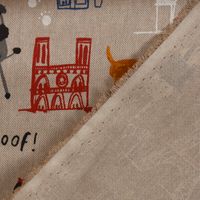 Kinder-Dekostoff Leinenlook Frankreich Paris Hunde natur bunt 1.40m