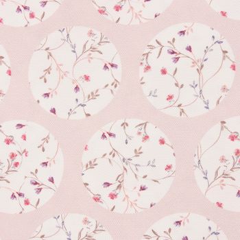 Gardinenstoff Dekostoff Blümchen Kreise Pastell rosa 1.65m