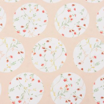 Gardinenstoff Dekostoff Blümchen Kreise Pastell apricot 1.65m