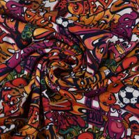 Baumwolljersey Cool Graffiti Monster Auto weiß rot pink orange 1.5m