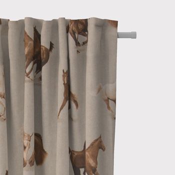 SCHÖNER LEBEN. Vorhang Leinenlook Pferde natur braun 245cm