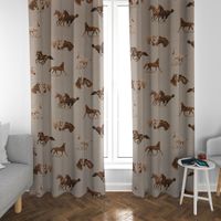 SCHÖNER LEBEN. Vorhang Leinenlook Pferde natur braun 245cm
