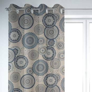 SCHÖNER LEBEN. Vorhang Mandalas natur blau 245cm oder Wunschlänge