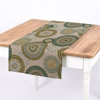 SCHÖNER LEBEN. Tischläufer Mandalas natur grün 40x160cm