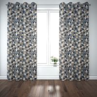 Dekostoff Halbpanama Leinenlook Dreiecke blau grau 1.40m Breite