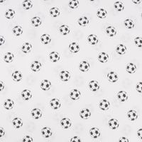 Gardinenstoff Dekostoff Kinderstoff Fußball weiß schwarz 1.60m Breite