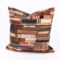 SCHÖNER LEBEN. Kissenhülle Digitaldruck Bücher Books bunt 40x40cm