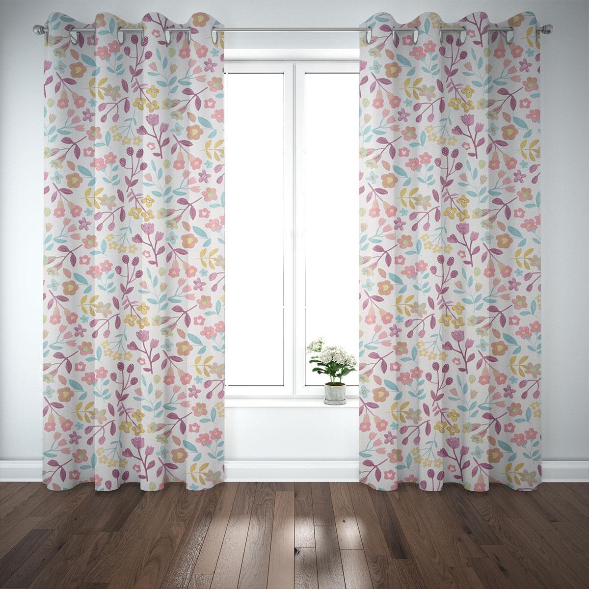 Gardinenstoff Dekostoff Baumwolle Betty Parma Violet Blumen lila 140cm