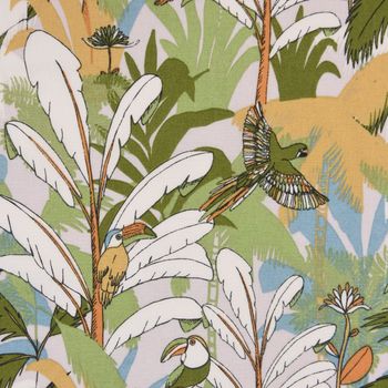 Baumwollstoff Salomon Dschungel Pflanzen Papagei Kakadu grün 1,5m Breite