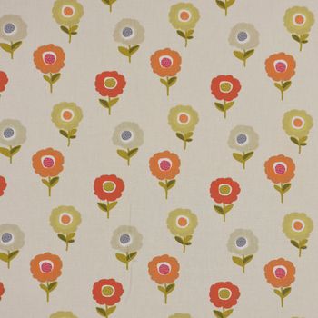 Fryett`s Englischer Dekostoff Baumwollstoff Blumen beige orange 138cm
