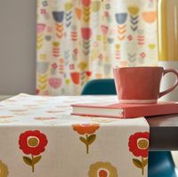 Fryett`s Englischer Dekostoff Baumwollstoff Blumen beige orange 138cm