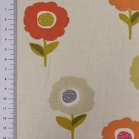 Fryett`s Englischer Dekostoff Baumwollstoff Blumen beige orange 138cm
