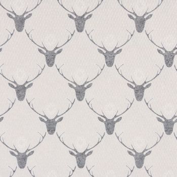 Gardinenstoff Dekostoff Reliefstruktur Hirschköpfe beige grau 1.60m