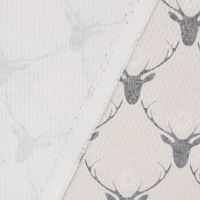 Gardinenstoff Dekostoff Reliefstruktur Hirschköpfe beige grau 1.60m