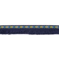 Fransenband Webband Ibiza Ethnoband Rauten Meterware dunkelblau 2.6cm Breite