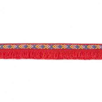 Fransenband Webband Ibiza Ethnoband Rauten Meterware rot 2.6cm Breite