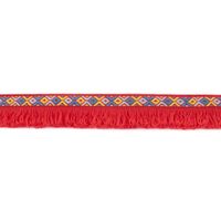 Fransenband Webband Ibiza Ethnoband Rauten Meterware rot 2.6cm Breite