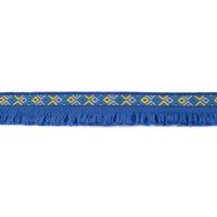 Fransenband Webband Ibiza Ethnoband Rauten Meterware kobalt-blau 2.6cm Breite