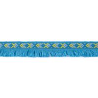 Fransenband Webband Ibiza Ethnoband Rauten Meterware aqua-blau 2.6cm Breite