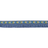 Fransenband Webband Ibiza Ethnoband Rauten Meterware jeansblau 2.6cm Breite