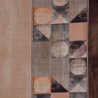 Dekostoff Tischdeckenstoff Bordüre grafisch beige braun 1.60m