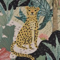 Dekostoff Baumwollstoff Halbpanama Dschungel Leopard bunt 1.40m Breite