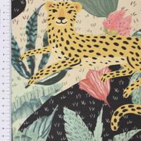 Dekostoff Baumwollstoff Halbpanama Dschungel Leopard bunt 1.40m Breite