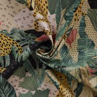 Dekostoff Baumwollstoff Halbpanama Dschungel Leopard bunt 1.40m Breite