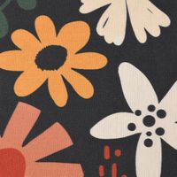 Dekostoff Baumwollstoff Halbpanama Blumen Blüten schwarz bunt 1.40m