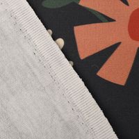 Dekostoff Baumwollstoff Halbpanama Blumen Blüten schwarz bunt 1.40m