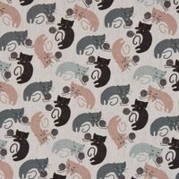 Dekostoff Baumwolle Katzen Wollknäuel weiß mint rosa schwarz 1.40m