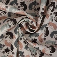 Dekostoff Baumwolle Katzen Wollknäuel weiß mint rosa schwarz 1.40m