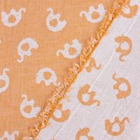 Baumwollstoff Jacquard Doubleface Elefanten gelb meliert weiß 1.45m