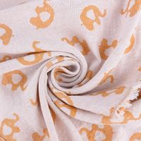 Baumwollstoff Jacquard Doubleface Elefanten gelb meliert weiß 1.45m