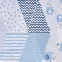 Baumwollstoff Popeline Panel Digitaldr. Wimpelkette Baby weiß blau gr