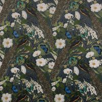 SCHÖNER LEBEN. Vorhang Velvet Deluxe Samt Pfau Blüten petrol 245cm
