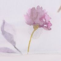 Gardinenstoff Storesgardine Leinenstruktur mit Blumenprint weiß flieder rosa Bleiband 290cm hoch