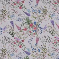 Dekostoff Malva Blumen Schmetterlinge weiß lila rosa blau 1.40m Breite