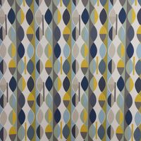 Panama Dekostoff Baumwollstoff Mabel Bluebell Retro blau gelb 138cm