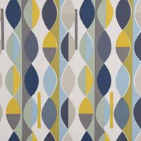 Panama Dekostoff Baumwollstoff Mabel Bluebell Retro blau gelb 138cm