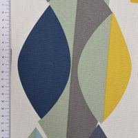 Panama Dekostoff Baumwollstoff Mabel Bluebell Retro blau gelb 138cm