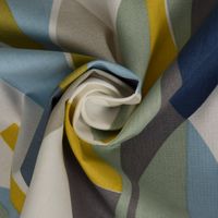 Panama Dekostoff Baumwollstoff Mabel Bluebell Retro blau gelb 138cm